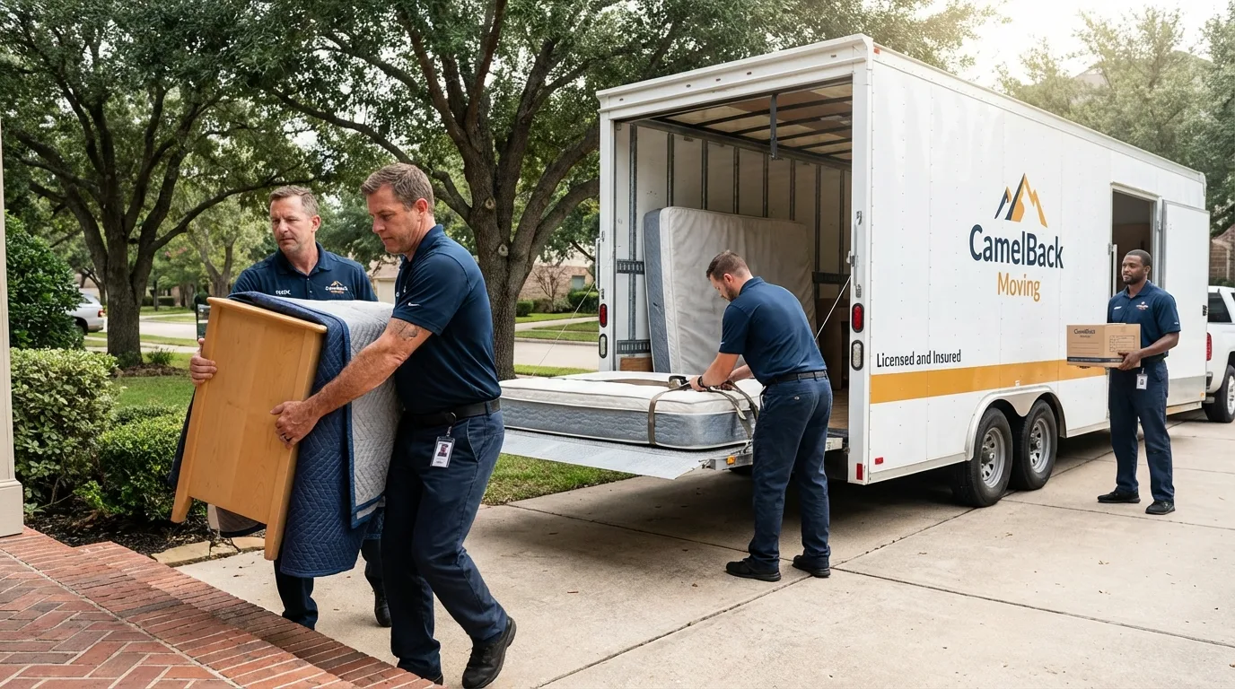 Crew loading residential truck for cross-state move from Duryea, PA