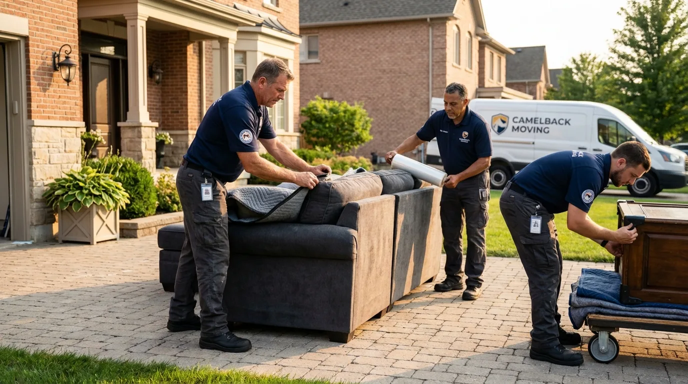Large estate moving crew wrapping furniture in Duryea, PA