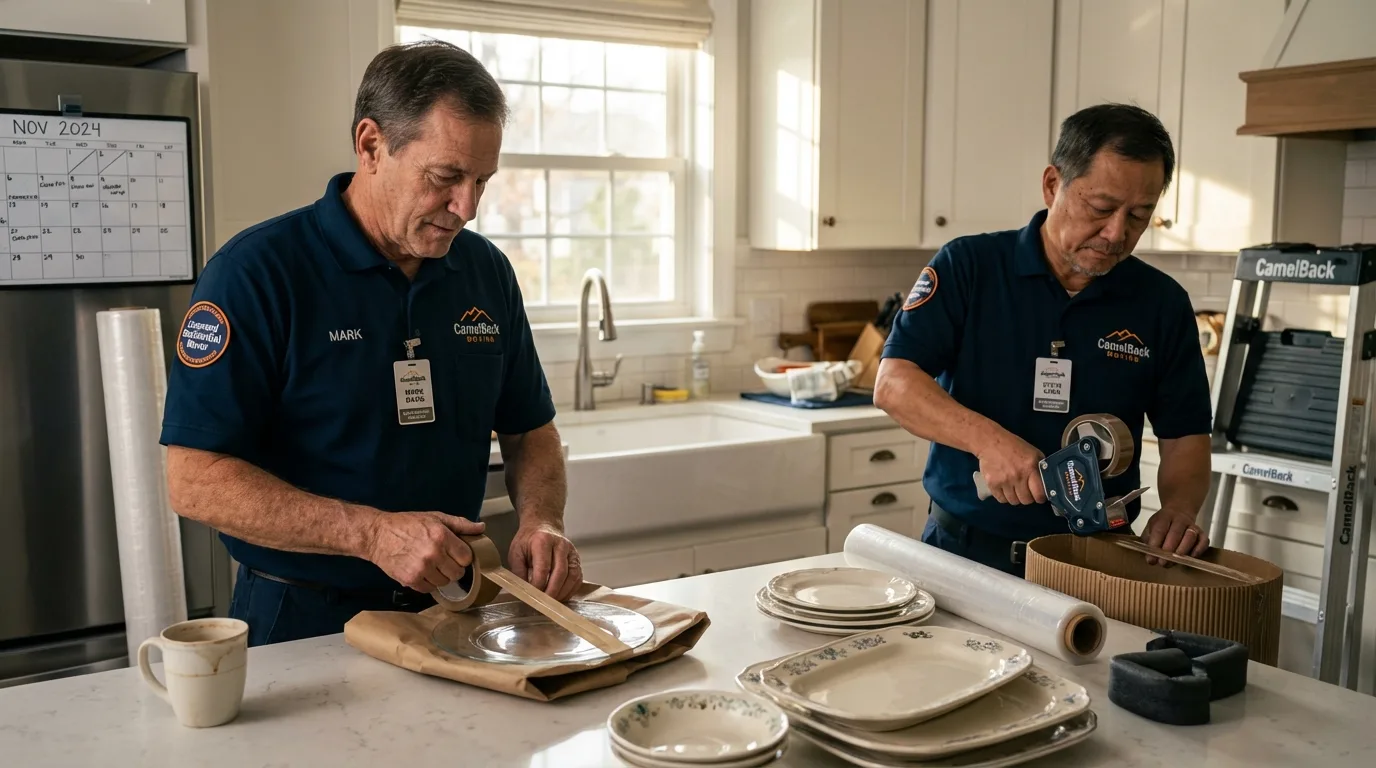 Professional crew packing kitchen dishware in Duryea, PA